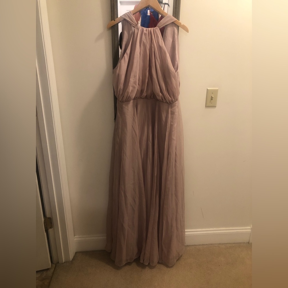 Dusty pink long high neck dress size L